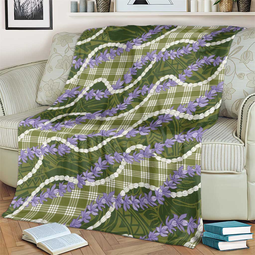 Green Hawaii Palaka Honohono Pikake Blanket Hawaiian Orchid Lei Polynesian Pattern - Polynesian Pride