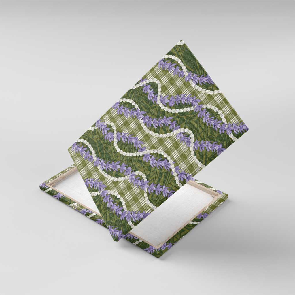 Green Hawaii Palaka Honohono Pikake Canvas Wall Art Hawaiian Orchid Lei Polynesian Pattern - Polynesian Pride