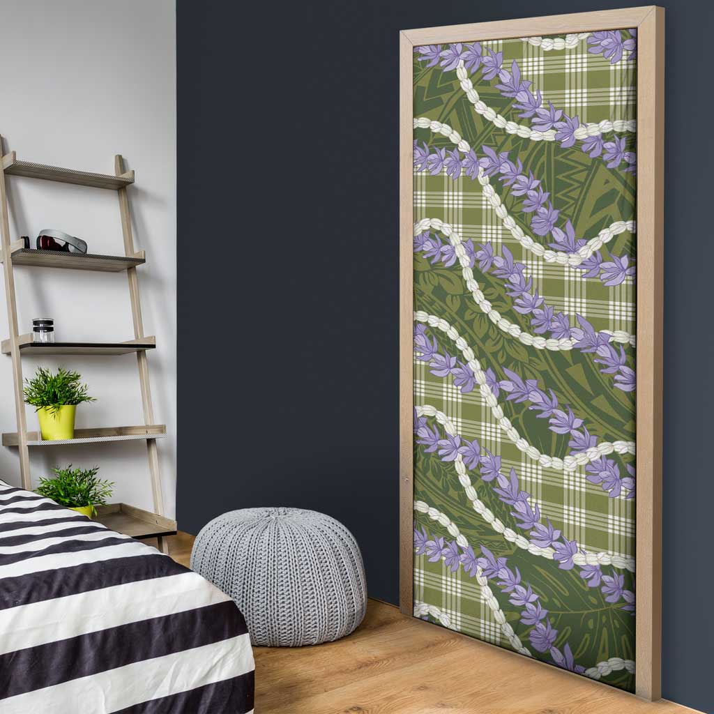 Green Hawaii Palaka Honohono Pikake Door Cover Hawaiian Orchid Lei Polynesian Pattern - Polynesian Pride