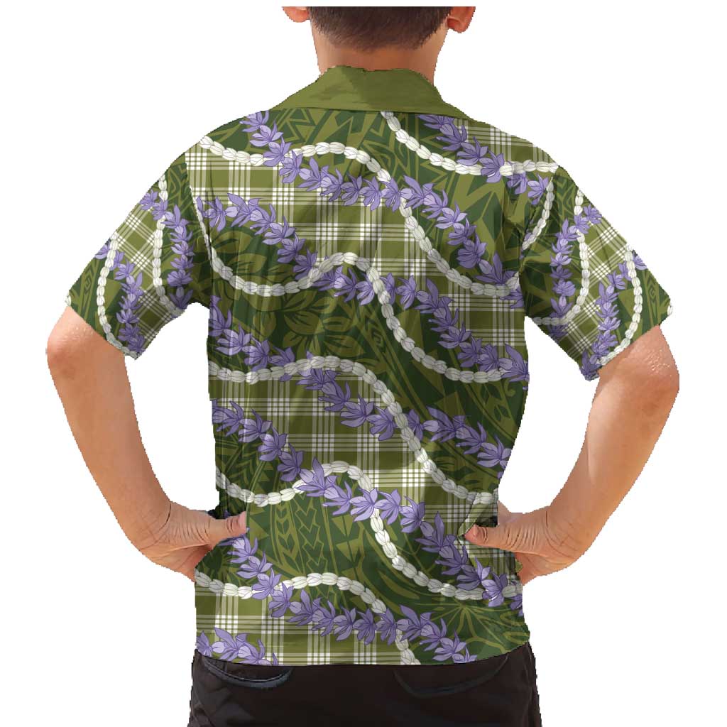 Green Hawaii Palaka Honohono Pikake Family Matching Mermaid Dress and Hawaiian Shirt Hawaiian Orchid Lei Polynesian Pattern - Polynesian Pride