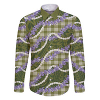 Green Hawaii Palaka Honohono Pikake Family Matching Short Sleeve Bodycon Dress and Hawaiian Shirt Hawaiian Orchid Lei Polynesian Pattern - Polynesian Pride