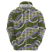 Green Hawaii Palaka Honohono Pikake Hoodie Hawaiian Orchid Lei Polynesian Pattern - Polynesian Pride