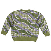 Green Hawaii Palaka Honohono Pikake Kid Ugly Christmas Sweater Hawaiian Orchid Lei Polynesian Pattern - Polynesian Pride