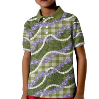 Green Hawaii Palaka Honohono Pikake Kid Polo Shirt Hawaiian Orchid Lei Polynesian Pattern - Polynesian Pride