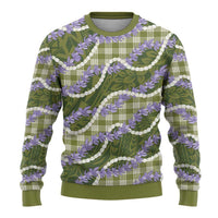Green Hawaii Palaka Honohono Pikake Ugly Christmas Sweater Hawaiian Orchid Lei Polynesian Pattern - Polynesian Pride