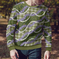 Green Hawaii Palaka Honohono Pikake Ugly Christmas Sweater Hawaiian Orchid Lei Polynesian Pattern - Polynesian Pride