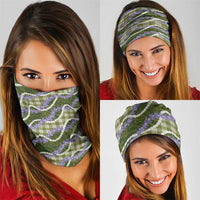 Green Hawaii Palaka Honohono Pikake Neck Gaiter Hawaiian Orchid Lei Polynesian Pattern - Polynesian Pride