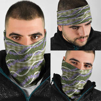 Green Hawaii Palaka Honohono Pikake Neck Gaiter Hawaiian Orchid Lei Polynesian Pattern - Polynesian Pride