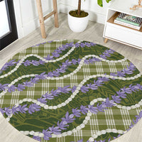 Green Hawaii Palaka Honohono Pikake Round Carpet Hawaiian Orchid Lei Polynesian Pattern - Polynesian Pride