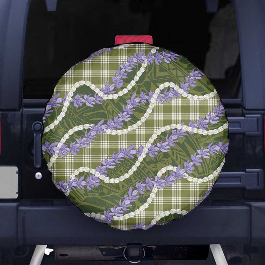 Green Hawaii Palaka Honohono Pikake Spare Tire Cover Hawaiian Orchid Lei Polynesian Pattern - Polynesian Pride