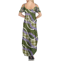 Green Hawaii Palaka Honohono Pikake Summer Maxi Dress Hawaiian Orchid Lei Polynesian Pattern - Polynesian Pride