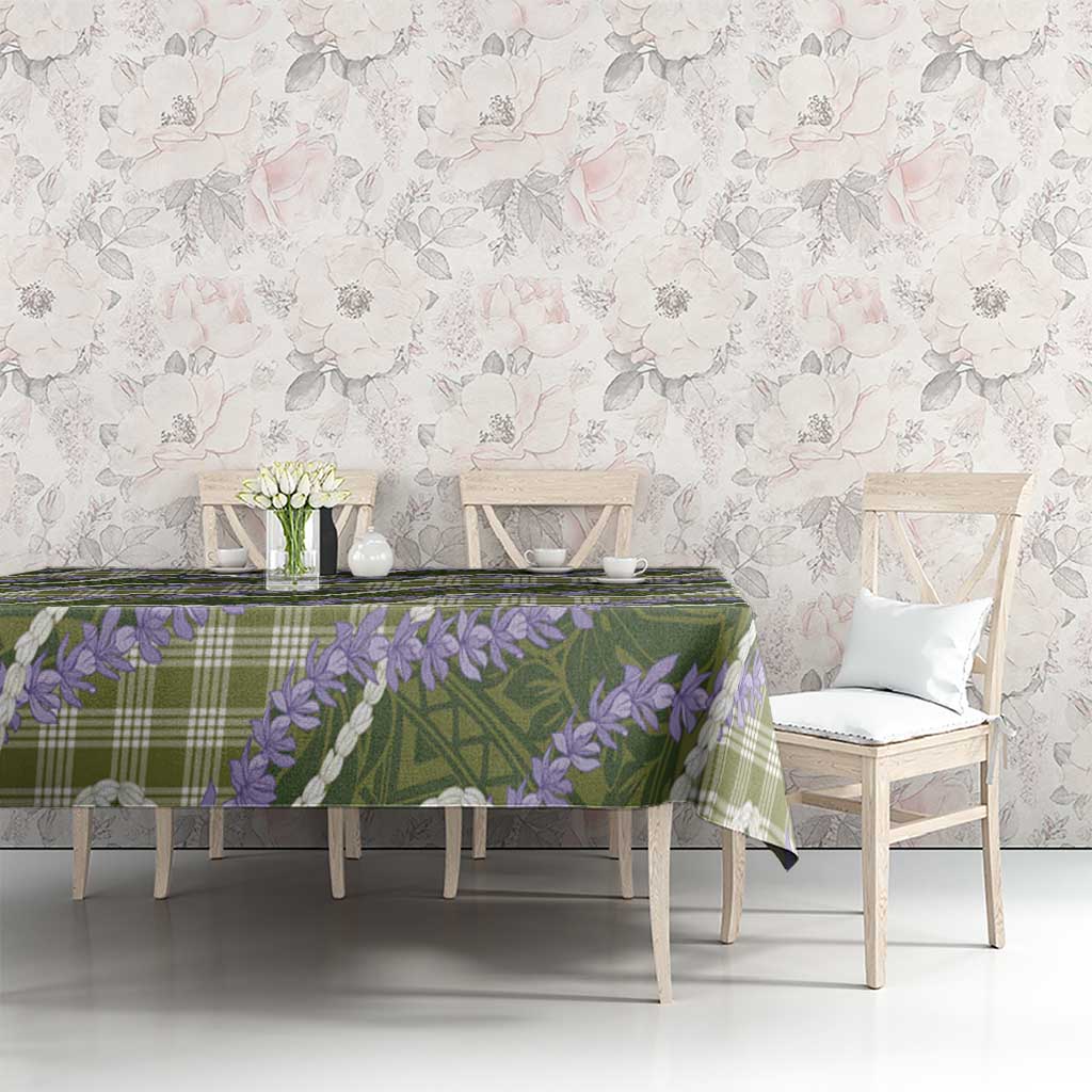 Green Hawaii Palaka Honohono Pikake Tablecloth Hawaiian Orchid Lei Polynesian Pattern - Polynesian Pride