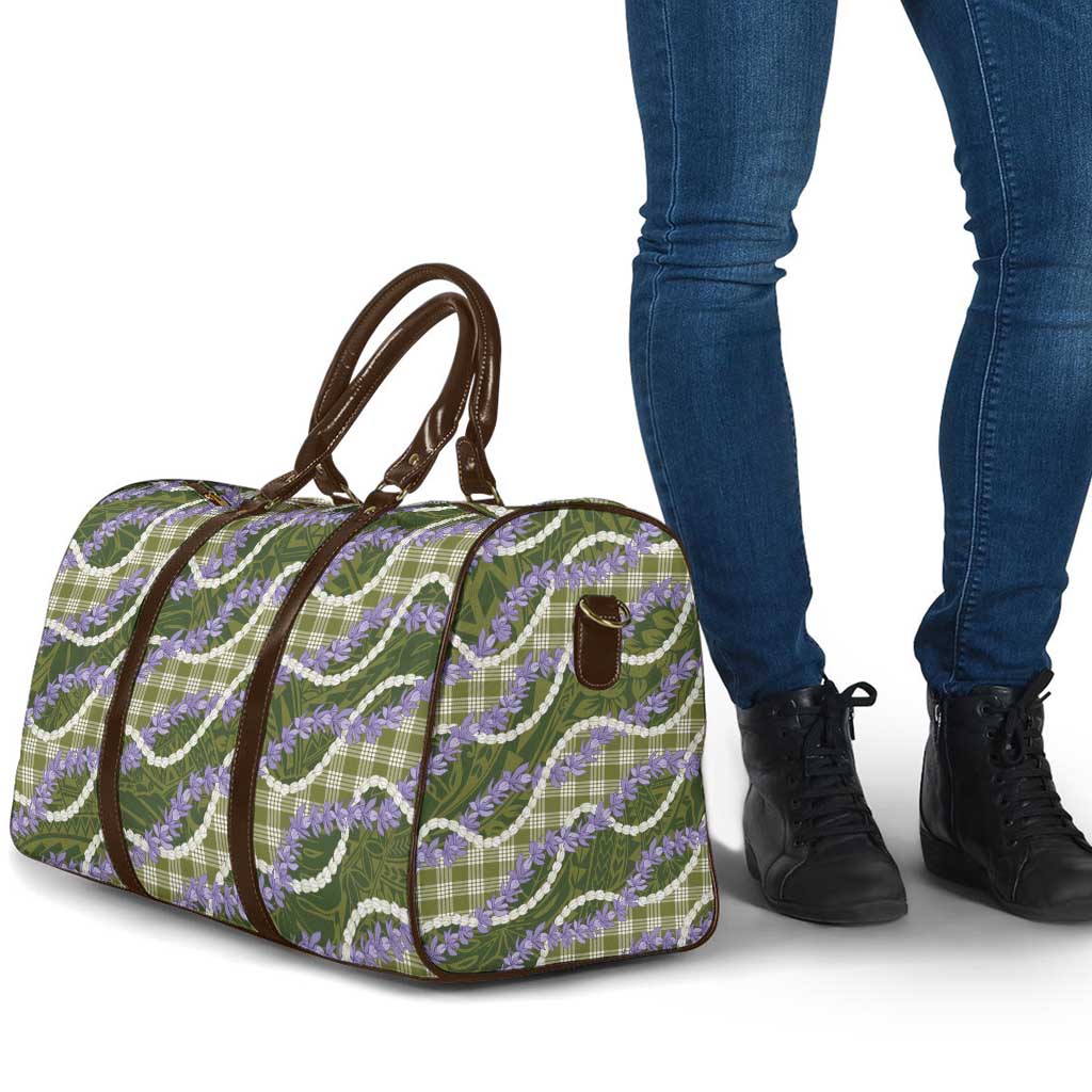 Green Hawaii Palaka Honohono Pikake Travel Bag Hawaiian Orchid Lei Polynesian Pattern - Polynesian Pride