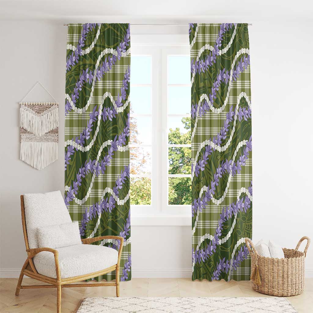 Green Hawaii Palaka Honohono Pikake Window Curtain Hawaiian Orchid Lei Polynesian Pattern - Polynesian Pride