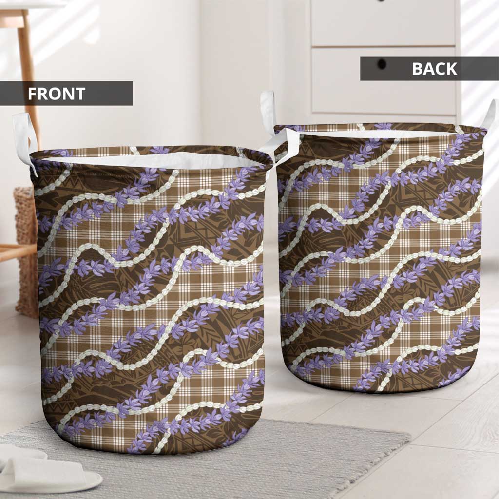Brown Hawaii Palaka Honohono Pikake Laundry Basket Hawaiian Orchid Lei Polynesian Pattern LT14 - Polynesian Pride