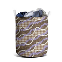 Brown Hawaii Palaka Honohono Pikake Laundry Basket Hawaiian Orchid Lei Polynesian Pattern LT14 - Polynesian Pride