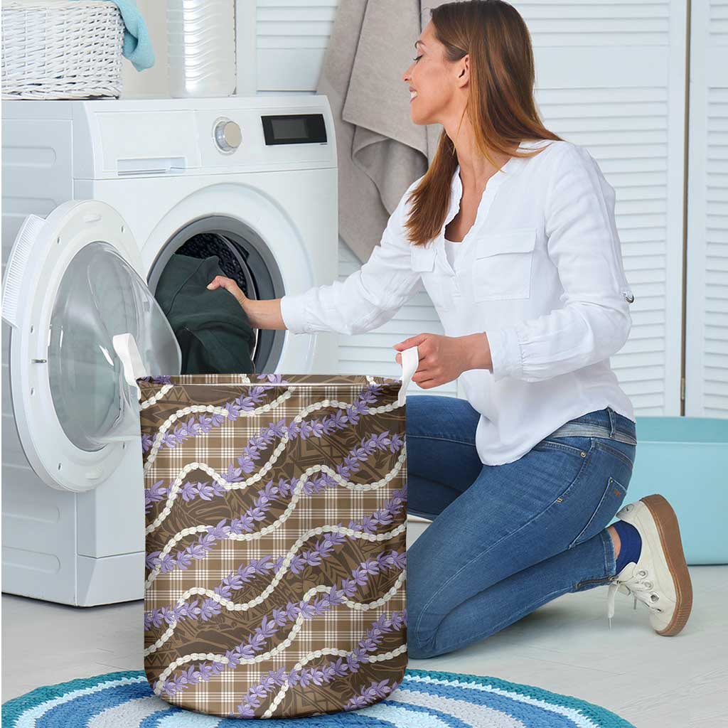 Brown Hawaii Palaka Honohono Pikake Laundry Basket Hawaiian Orchid Lei Polynesian Pattern LT14 - Polynesian Pride