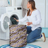 Brown Hawaii Palaka Honohono Pikake Laundry Basket Hawaiian Orchid Lei Polynesian Pattern LT14 - Polynesian Pride
