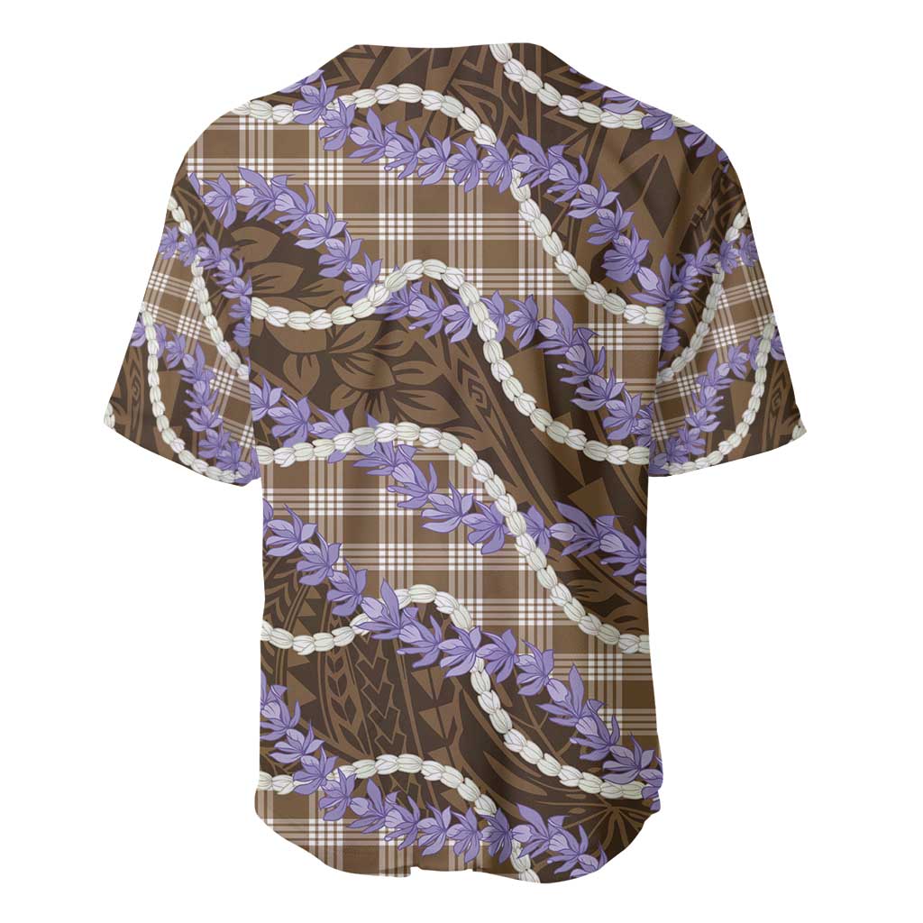 Brown Hawaii Palaka Honohono Pikake Baseball Jersey Hawaiian Orchid Lei Polynesian Pattern - Polynesian Pride