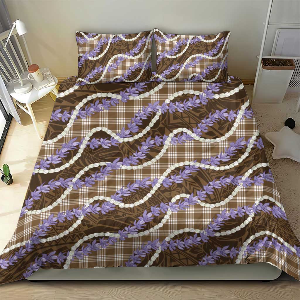 Brown Hawaii Palaka Honohono Pikake Bedding Set Hawaiian Orchid Lei Polynesian Pattern - Polynesian Pride