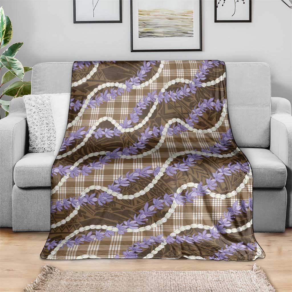 Brown Hawaii Palaka Honohono Pikake Blanket Hawaiian Orchid Lei Polynesian Pattern - Polynesian Pride
