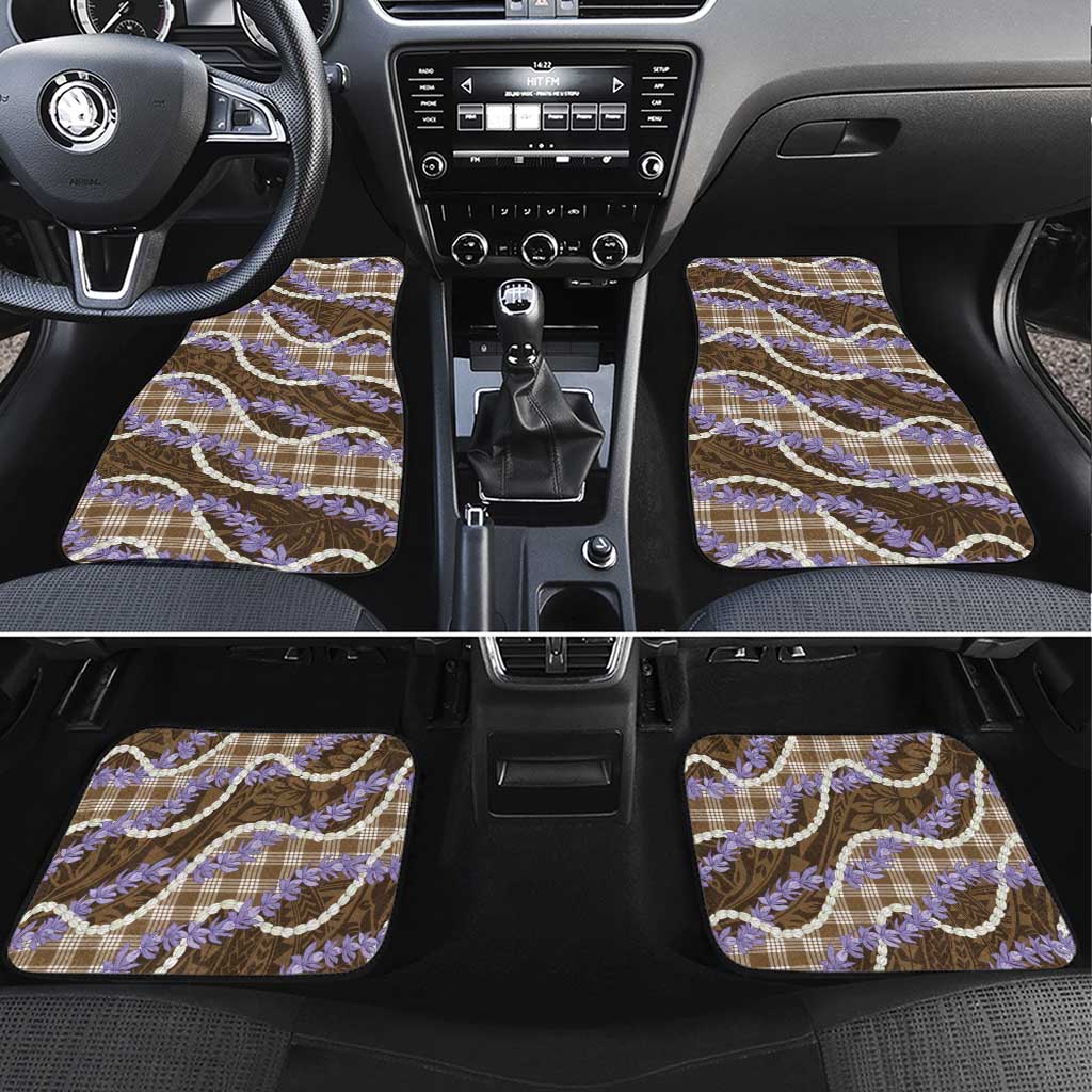 Brown Hawaii Palaka Honohono Pikake Car Mats Hawaiian Orchid Lei Polynesian Pattern - Polynesian Pride