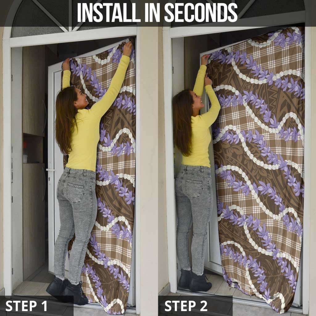 Brown Hawaii Palaka Honohono Pikake Door Cover Hawaiian Orchid Lei Polynesian Pattern - Polynesian Pride