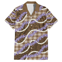 Brown Hawaii Palaka Honohono Pikake Family Matching Short Sleeve Bodycon Dress and Hawaiian Shirt Hawaiian Orchid Lei Polynesian Pattern - Polynesian Pride
