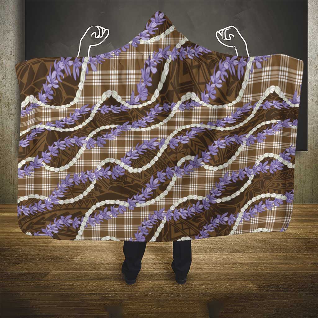 Brown Hawaii Palaka Honohono Pikake Hooded Blanket Hawaiian Orchid Lei Polynesian Pattern - Polynesian Pride