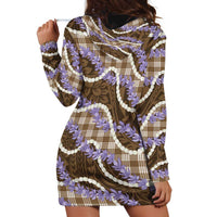 Brown Hawaii Palaka Honohono Pikake Hoodie Dress Hawaiian Orchid Lei Polynesian Pattern - Polynesian Pride