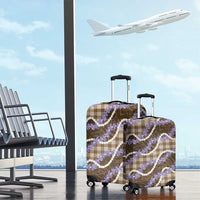 Brown Hawaii Palaka Honohono Pikake Luggage Cover Hawaiian Orchid Lei Polynesian Pattern - Polynesian Pride