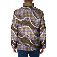 Brown Hawaii Palaka Honohono Pikake Padded Jacket Hawaiian Orchid Lei Polynesian Pattern - Polynesian Pride