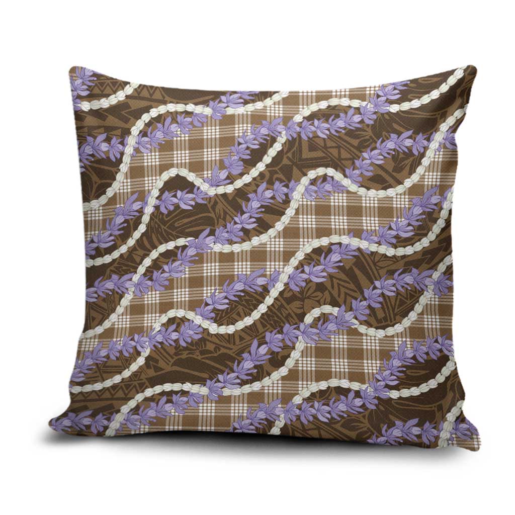 Brown Hawaii Palaka Honohono Pikake Pillow Cover Hawaiian Orchid Lei Polynesian Pattern - Polynesian Pride