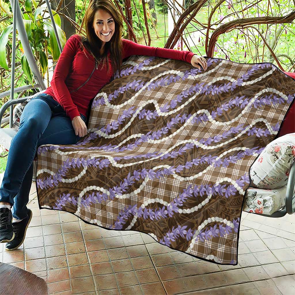Brown Hawaii Palaka Honohono Pikake Quilt Hawaiian Orchid Lei Polynesian Pattern - Polynesian Pride