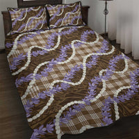 Brown Hawaii Palaka Honohono Pikake Quilt Bed Set Hawaiian Orchid Lei Polynesian Pattern - Polynesian Pride