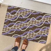 Brown Hawaii Palaka Honohono Pikake Rubber Doormat Hawaiian Orchid Lei Polynesian Pattern - Polynesian Pride