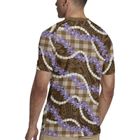 Brown Hawaii Palaka Honohono Pikake Rugby Jersey Hawaiian Orchid Lei Polynesian Pattern - Polynesian Pride