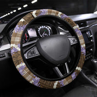 Brown Hawaii Palaka Honohono Pikake Steering Wheel Cover Hawaiian Orchid Lei Polynesian Pattern - Polynesian Pride