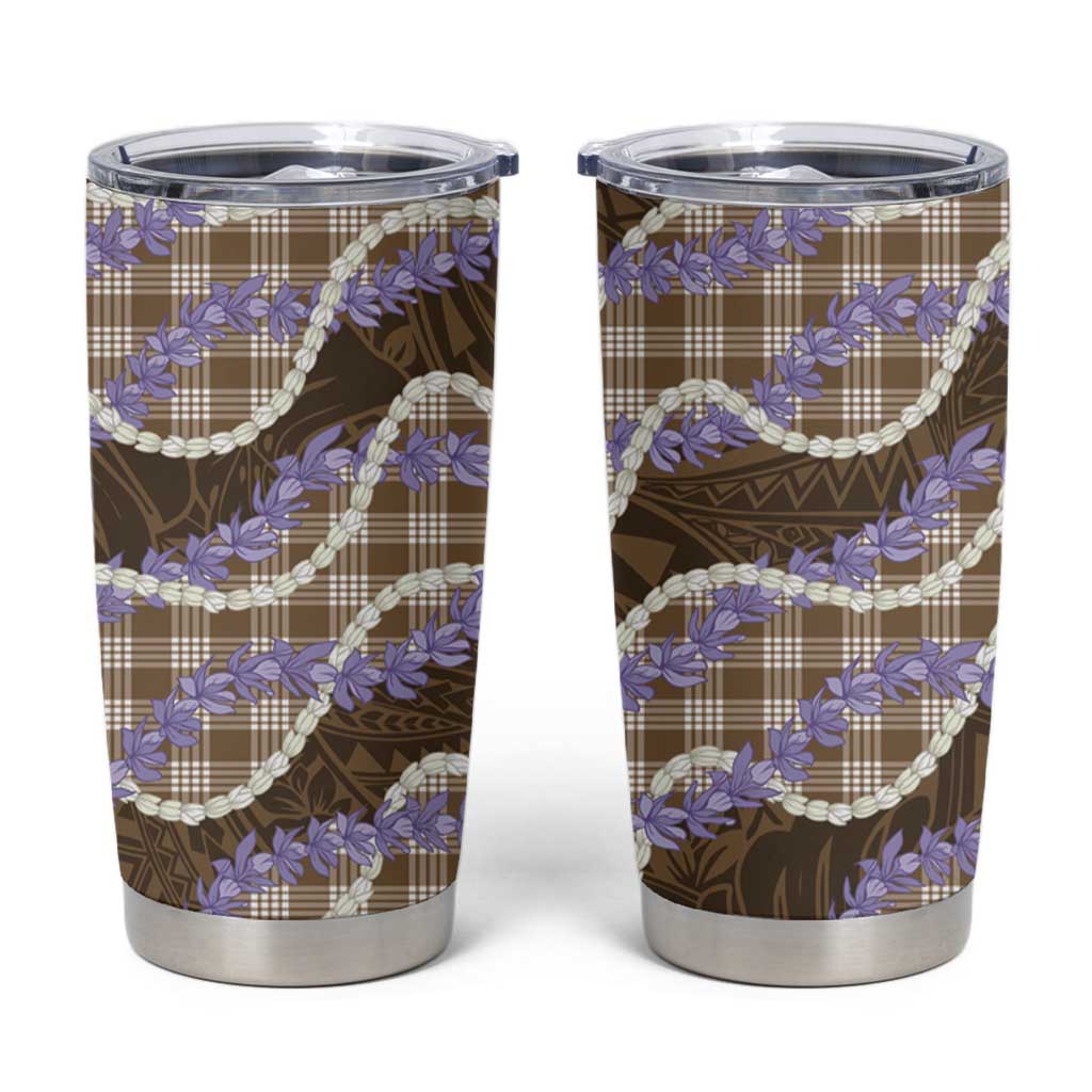 Brown Hawaii Palaka Honohono Pikake Tumbler Cup Hawaiian Orchid Lei Polynesian Pattern - Polynesian Pride