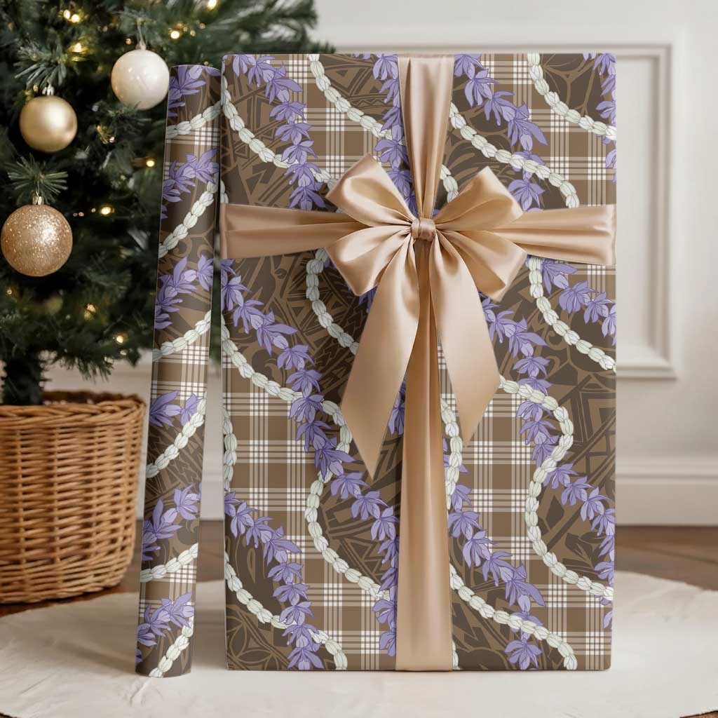 Brown Hawaii Palaka Honohono Pikake Wrapping Paper Hawaiian Orchid Lei Polynesian Pattern LT14 - Polynesian Pride