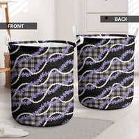 Black Hawaii Palaka Honohono Pikake Laundry Basket Hawaiian Orchid Lei Polynesian Pattern LT14 - Polynesian Pride