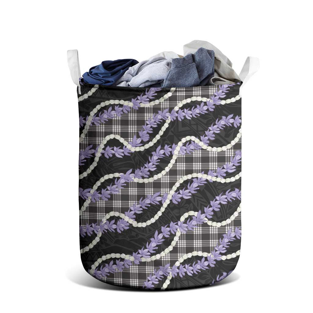 Black Hawaii Palaka Honohono Pikake Laundry Basket Hawaiian Orchid Lei Polynesian Pattern LT14 - Polynesian Pride
