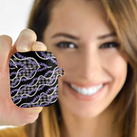 Black Hawaii Palaka Honohono Pikake AirPods Case Hawaiian Orchid Lei Polynesian Pattern - Polynesian Pride