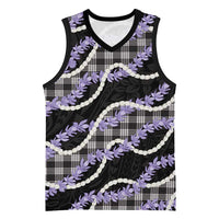Black Hawaii Palaka Honohono Pikake Basketball Jersey Hawaiian Orchid Lei Polynesian Pattern - Polynesian Pride