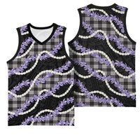 Black Hawaii Palaka Honohono Pikake Basketball Jersey Hawaiian Orchid Lei Polynesian Pattern - Polynesian Pride