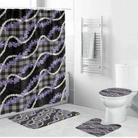 Black Hawaii Palaka Honohono Pikake Bathroom Set Hawaiian Orchid Lei Polynesian Pattern - Polynesian Pride