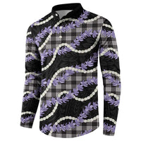 Black Hawaii Palaka Honohono Pikake Button Sweatshirt Hawaiian Orchid Lei Polynesian Pattern - Polynesian Pride