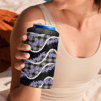 Black Hawaii Palaka Honohono Pikake 4 in 1 Can Cooler Tumbler Hawaiian Orchid Lei Polynesian Pattern - Polynesian Pride