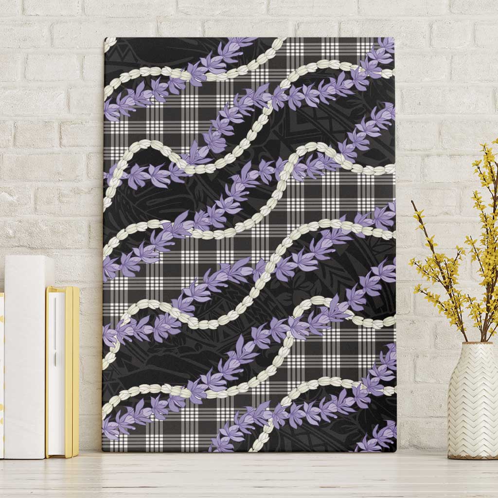 Black Hawaii Palaka Honohono Pikake Canvas Wall Art Hawaiian Orchid Lei Polynesian Pattern - Polynesian Pride