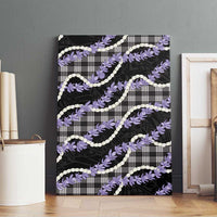 Black Hawaii Palaka Honohono Pikake Canvas Wall Art Hawaiian Orchid Lei Polynesian Pattern - Polynesian Pride